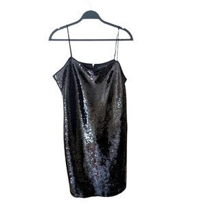 Abercrombie & Fitch Sequin Black Squareneck Cocktail Party Dress Size XL Tall